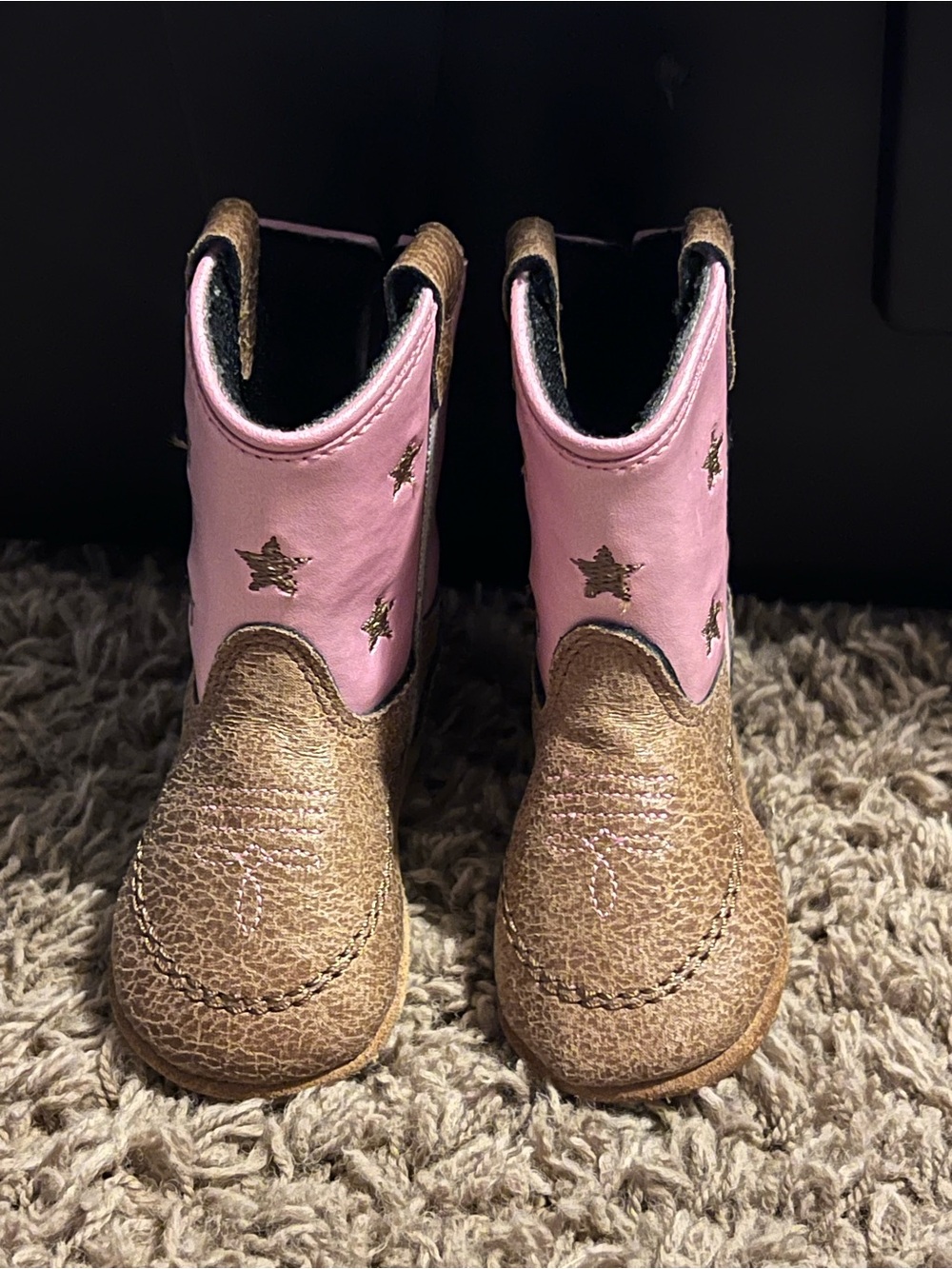 Infant Girl Boot Barn Pink/Brown Cowgirl Boots, Size 1